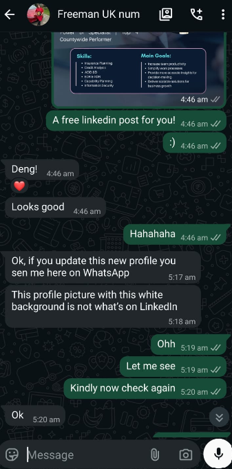 Client WhatsApp conversation